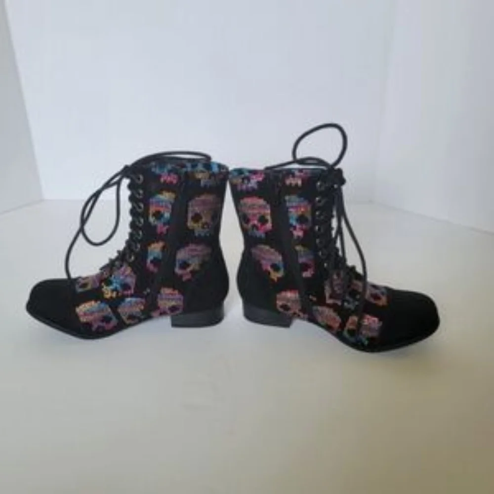 New Iron Fist Women's 5 Sugar Hiccup Combat Boots Black - Picture 5 of 12